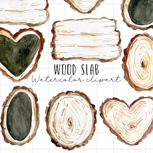 Imágenes prediseñadas de madera - Letreros de madera - Losas de madera - Imágenes prediseñadas de árboles - Imágenes prediseñadas de acuarela - Arte forestal - Uso comercial