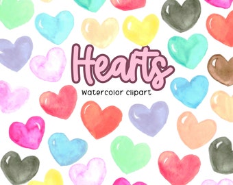 Watercolor Heart Clip Art - Valentines Day Heart Clip  Art - Commercial  Use