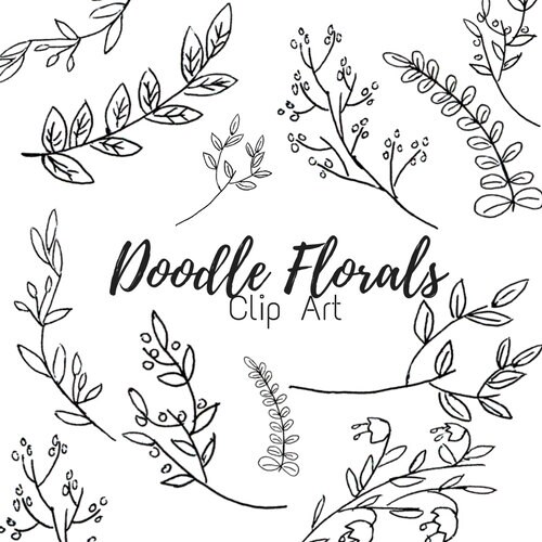 Hand Drawn Flower Clip Art Doodle Clip Art Set Commercial Etsy Canada