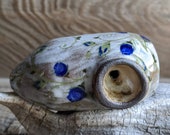 Floral Pipe with Blue Flowers, Ritual Tool, Pipe