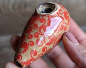 Red Floral Pipe, Smoking Apparatus, Ritual Tool