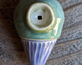 Small Porcelain Pipe, Ritual tool, Celadon and Purple