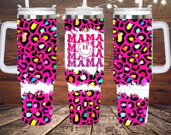 Mama Cheetah 40oz Tumbler with handle