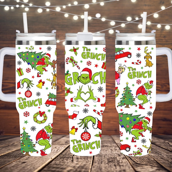 Christmas Grinch 40oz Tumbler with Handle, Stainless Steel
