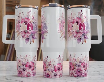 Floral Mama 40oz Tumbler with Handle