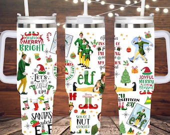 Elf 40oz Tumbler with Handle- Christmas Tumbler