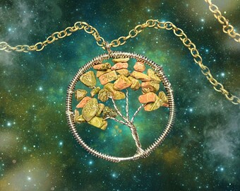 Earth Agate Tree of Life Necklace - Dangle Design for Cosplay