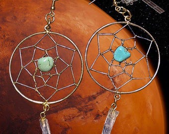 Celestial Earth Dreamcatcher Earrings | Quirky Retro Chic Cosplay Accessories