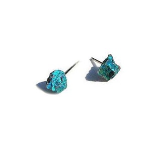 Raw Peacock Ore Studs, Cute Earrings, Mothers Day Gifts For Her, Rough Stone Jewelry, Ethically Sourced, Blue Gemstones image 2