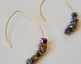 Amethyst /& Crystal Earrings Handmade Gemstone Boho Hippie Healing Statement Earrings Birthday Gift for Her