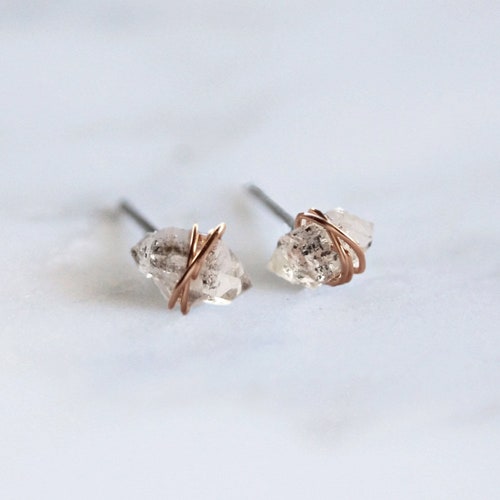 Herkimer Diamond Minimalist Stud Earrings Cute Earrings - Etsy