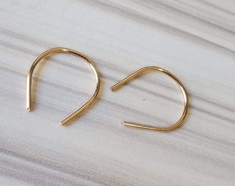 Small Horseshoe Earrings, Mother's Day Gifts For Her, Tiny U Shape Minimalist Ear Climbers, Unique Handmade Gold Silver Rose Gold Jewelry