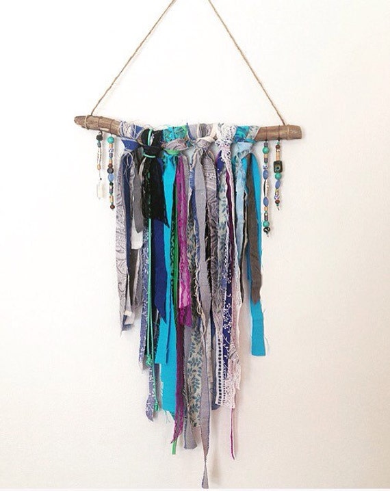 Bohemian Driftwood Fabric Mobile Dream Catcher Healing Crystal Boho Beads Dreamcatcher Home Decor Bedroom Decor Hippie