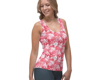 Nwiwa Colourful Flower Pattern Women's Body-Hugging Tank Top | Pink and White