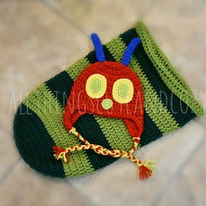 Crochet Hungry Caterpillar Items | Crochet Hat | Cocoon | Halloween Costume | Baby Toddler Child Adult Sizes available | Eric Carle