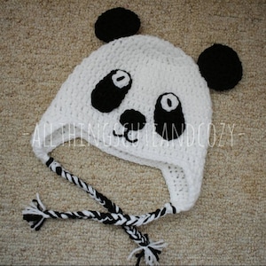 Crochet Panda Hat Baby Toddler Child Adult Sizes Available !