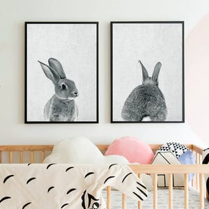 Rabbit Print, Nursery Animal Print, Nursery Animals, Bunny Tail Print, Nursery Printable, Nursery Art Print, Woodlands Nursery, Rabbit Tail image 1