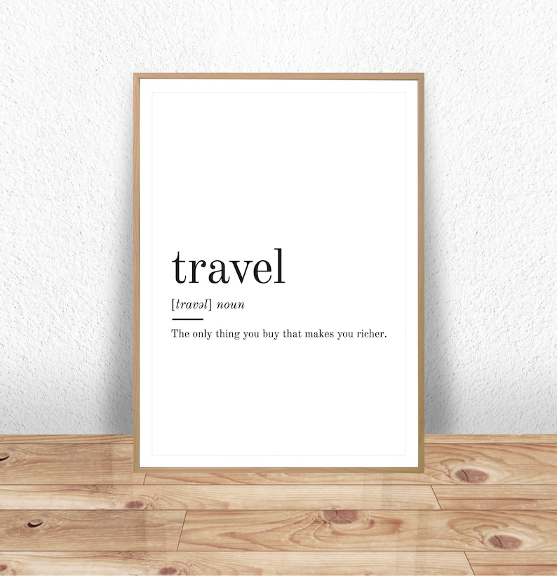 Travel Definition, Printable Wall Art, Travel Print, Travel Poster, Travel Quote, Travel Printable, Travel Lover Gift, Travel Wall Art image 1
