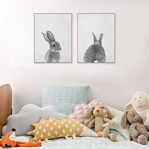 Rabbit Print, Nursery Animal Print, Nursery Animals, Bunny Tail Print, Nursery Printable, Nursery Art Print, Woodlands Nursery, Rabbit Tail image 9
