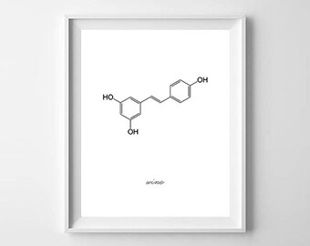 Wine Molecule, Wine Print, Wine Poster, Wine Lover Gift, Chemistry Gift, Science Gift, Wine Wall Art, Wine Decor, Wall Art, Gift For Her