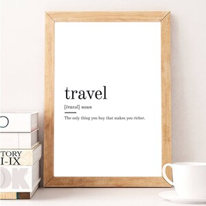 Travel Definition, Printable Wall Art, Travel Print, Travel Poster, Travel Quote, Travel Printable, Travel Lover Gift, Travel Wall Art image 3