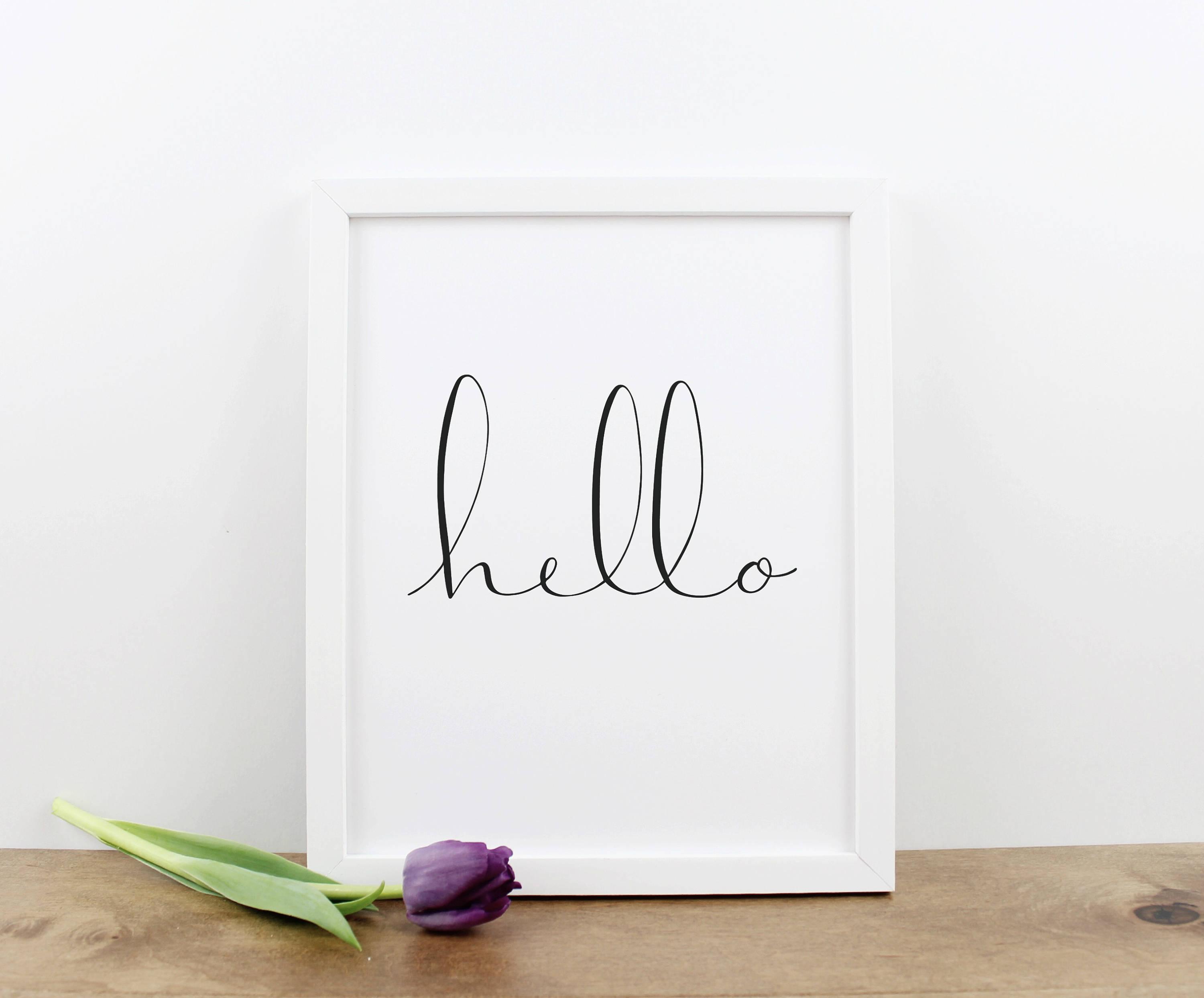 Hello Print / Home Decor / Wall Art / Hand Lettered / Etsy
