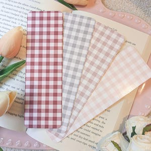 Gingham Bookmark for Women | Hand-Drawn | Gift for Book Lovers | Bookish Merch Gifts