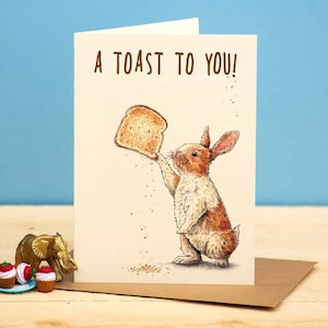 Un toast pour vous carte - carte d'anniversaire lapin - jeu de mots drôle carte