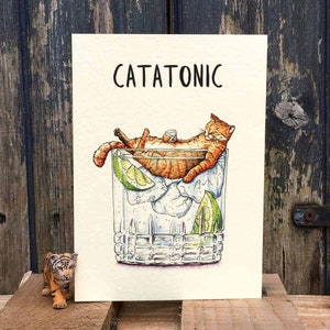 Catatonic Card Ginger Cat Card Funny Cat Card Cute Cat Card Cat Mom Card Cat Lover Card image 2