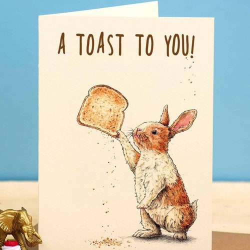 A Toast to You Card Rabbit Birthday Card Funny Pun Card - Etsy Canada A Toast to You Card Rabbit Birthday Card Funny Pun Card - Etsy Canada