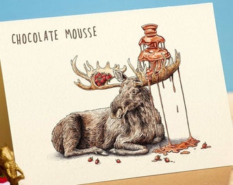 Chocolate Mousse Card - Chocolate Card - Moose Card - Chef Birthday Card