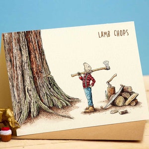Lamb Chops Card - Sheep Card - Farm Birthday Card - Lumberjack