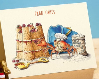 Crab Cakes Card - Beach Birthday Card - Shellfish - Chef Birthday Card