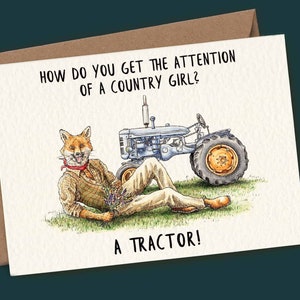 Carte de fille de campagne - carte d'amour drôle - agriculteur drôle - carte de tracteur