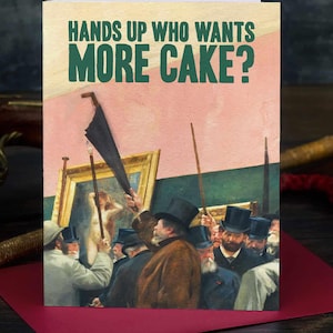 Mains en l'air pour une carte de gâteau - carte d'amateur de gâteau - carte de gâteau d'anniversaire - carte d'anniversaire drôle