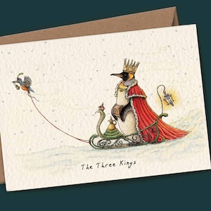 Drei Könige Weihnachtskarte - Lustige Weihnachtskarte - Pinguin Karte - Frohe Weihnachten Karte