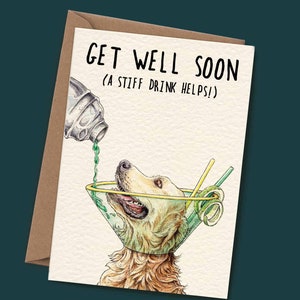 Carte Dog Cone - Carte de rétablissement pour chien - Golden Retriever - Carte pour vous sentir mieux