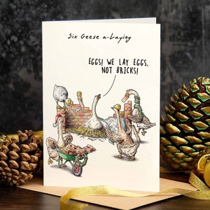 Six Geese A-Laying Card - 12 Days Of Christmas - Funny Christmas Card - Funny  Holiday Card - Geese Card