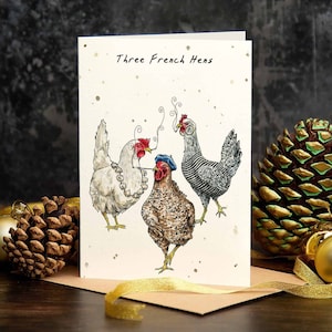 Three French Hens Card - Funny Christmas Card - Funny Xmas Card - Funny Holiday Card