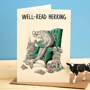 Well-Read Herring Card - Book Lover Card - Funny Teacher Card
