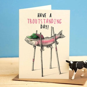 Have A Troutstanding Day Card - Fish Birthday Card - Funny Bday Card