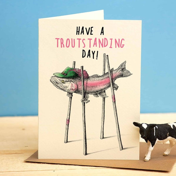 Have A Troutstanding Day Card - Fish Birthday Card - Funny Bday Card