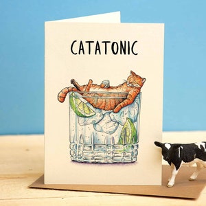 Catatonic Card Ginger Cat Card Funny Cat Card Cute Cat Card Cat Mom Card Cat Lover Card image 1