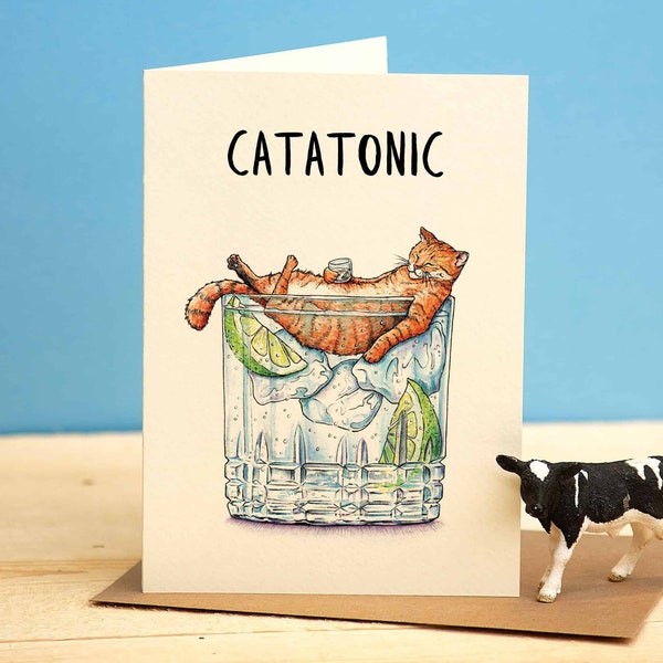 Catatonic Card - Ginger Cat Card - Funny Cat Card  - Cute Cat Card - Cat Mom Card - Cat Lover Card