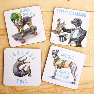 Funny Dog Coasters Set (Four Coasters)