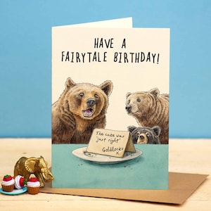 Carte d'anniversaire conte de fées - carte d'anniversaire ours - carte d'amateur de livres - carte d'anniversaire drôle