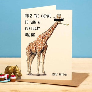 Carte d'anniversaire girafe - carte drôle de girafe - carte blague papa