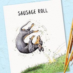 Sausage Roll Print Dachshund Print Dachshund Wall Art Cute Dog Art Sausage Dog Gift image 2