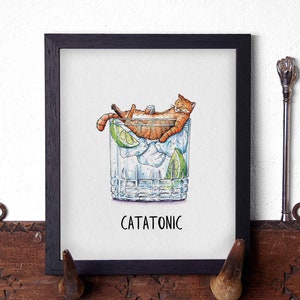 Catatonic - Ginger Cat Art - Orange Cat Print - Funny Cat Print