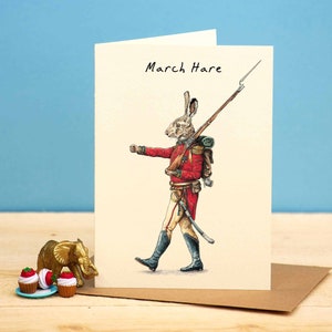 Carte lièvre de mars - calembours animal - carte papa drôle